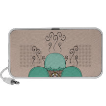 Cute Monster With Cyan And Orange Frosted Cupcakes Notebook Speaker