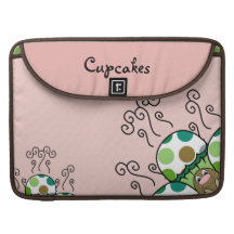 Cute Monster With Green And Brown Polkadot Cupcake Sleeves For MacBook Pro