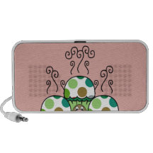 Cute Monster With Green And Brown Polkadot Cupcake iPod Speakers