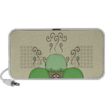 Cute Monster With Green And Yellow Frosted Cupcake Speakers
