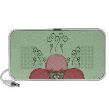Cute Monster With Red And Green Frosted Cupcakes Travelling Speakers