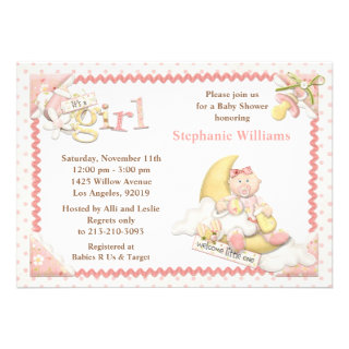 Cute Moon Baby Shower Invitation