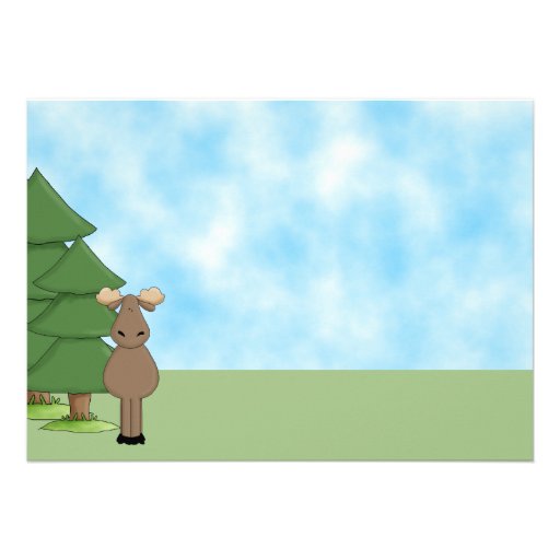 Cute Moose & Cabin Birthday Invitation for Boys