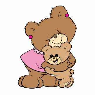 cute mother bear hugging baby bear design photosculpture