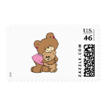 cute mother bear hugging baby bear design stamps