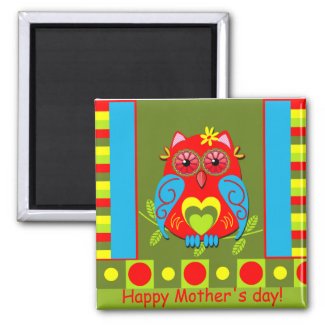 Cute Mother's day magnet with Owl