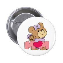 cute mothers day mom teddy bear design pin
