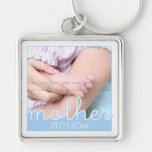 Cute Mothers Day Photo Blue White Mother Cutouts Key Chain