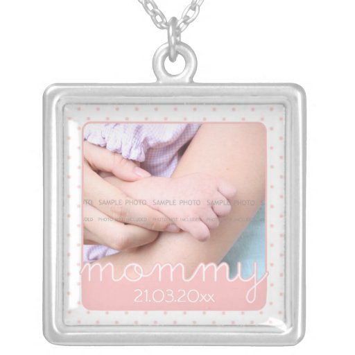 Cute Mothers Day Photo Pink Polka Dots Cut Outs Custom Jewelry