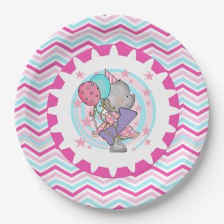 Cute Mouse 1st Birthday Paper Plates 9 Inch Paper Plate