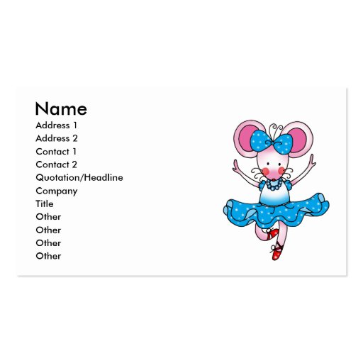 Cute mouse girl ballerina business card template
