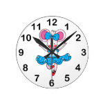 Cute mouse girl ballerina round wall clock