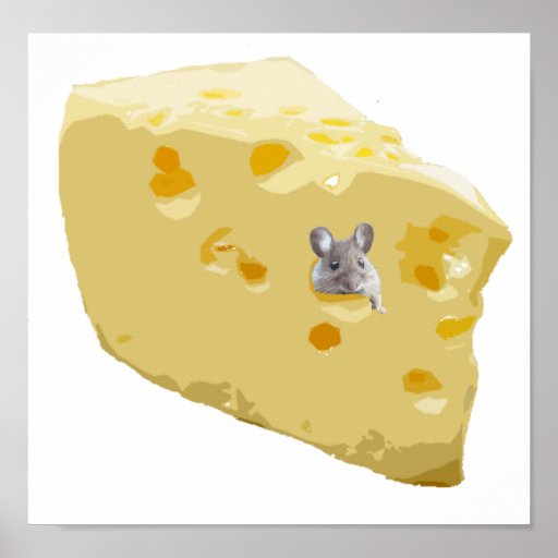 Cute mouse in Swiss cheese Poster Zazzle
