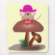 Cute mouse on a Toadstool - Mousepad mousepads