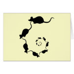 Cute Mouse Spiral. Black Mice on Cream. Cards