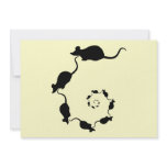 Cute Mouse Spiral. Black Mice on Cream. Custom Invitations