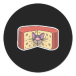 cute mouse stuck in cheese round stickers