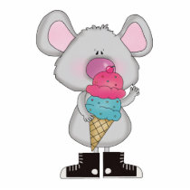 cute mouse with ice cream cone photo sculptures