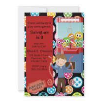 Cute, Multi Color, Arcade Birthday Boy Invitation