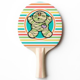 Cute Mummy on Bright Rainbow Stripes Ping Pong Paddle