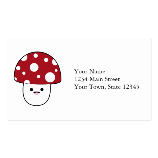 Cute Mushroom Fungi Business Cards (front side)