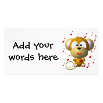 Cute musical monkey photo greeting card