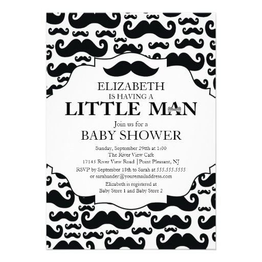 Cute Mustache Bash Boys Baby Shower Invite