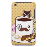 Cute mustache coffee cup with kawaii animals iPod Case-Mate cases