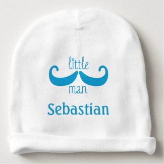 Cute Mustache Little Man Custom Personalized Baby Beanie