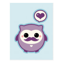 Cute Mustache Owl Post Card
