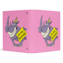 cute my birthday rhino party celebration cartoon 3 ring binders