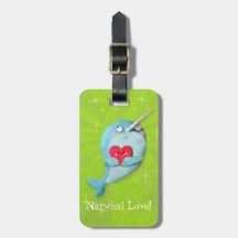 Cute Narwhal with Heart Tag For Luggage