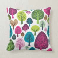 Cute nature tree flower retro pattern throw pillow