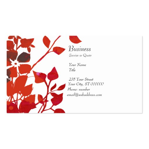Cute Nature's Modern Red Floral Business Card (front side)