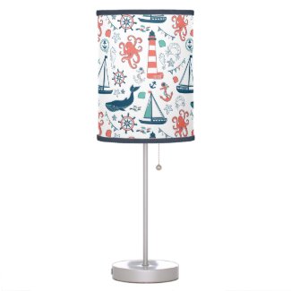 Cute Nautical Animals And Symbols Pattern Table Lamps