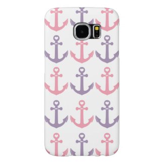 Cute Nautical Pink Purple Anchors Pattern Samsung Galaxy S6 Cases