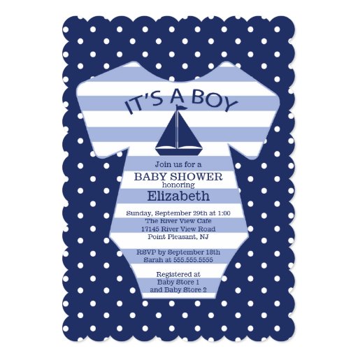Cute Nautical Sailboat Baby Shower Invitation (front side)