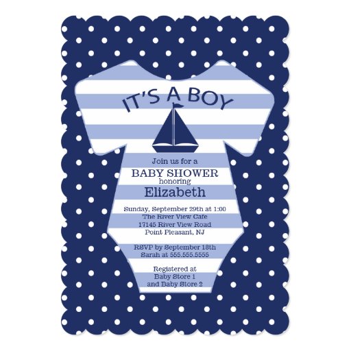 Cute Nautical Sailboat Baby Shower Invitation