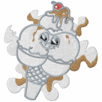 Cute Neopolitan Ice Cream Cone Character embroidered shirts