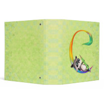 Cute Nerd Raccoon Monogram C Vinyl Binders