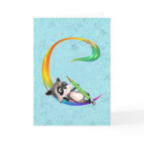 Cute Nerd Raccoon Monogram C Greeting Cards