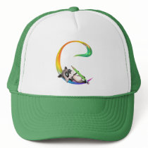 Cute Nerd Raccoon Monogram C Hat