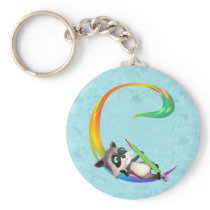 Cute Nerd Raccoon Monogram C Key Chain