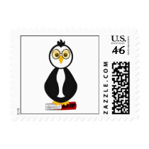 Cute Nerdy Penguin Bookworm postage by mydeas Cute Nerdy Penguin Bookworm postage