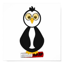 Cute Nerdy Penguin Bookworm posters