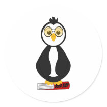 Cute Nerdy Penguin Bookworm stickers