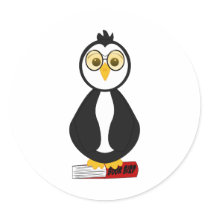 Cute Nerdy Penguin Bookworm stickers