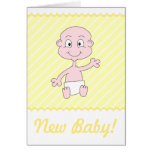 Cute New Baby Card. Yellow and White.