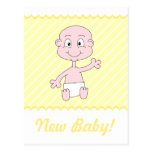 Cute New Baby Postcard. Yellow and White.