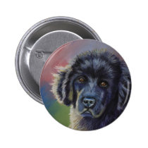 Cute Newfoundland Puppy Dog Art - buttons